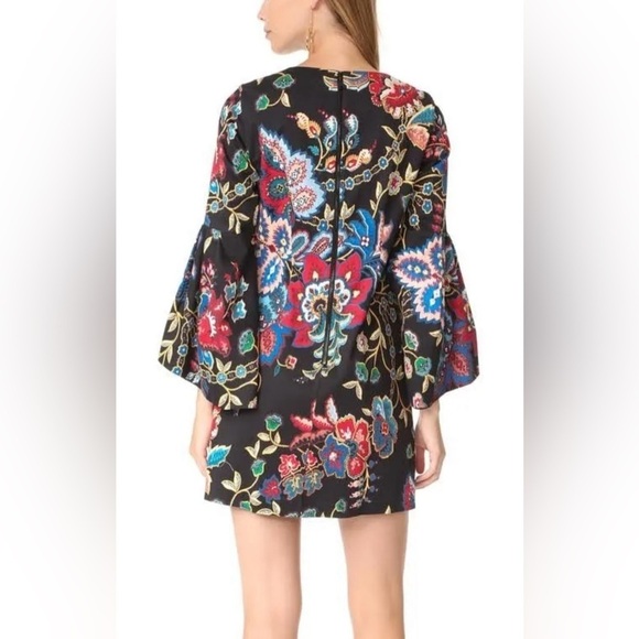 Alice + Olivia Thym Trumpet Sleeve Floral Dress